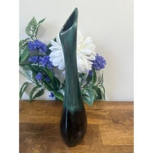 Vintage‎ Canadian Pottery Vase – Blue Green Drip Glaze Mid-Century Style